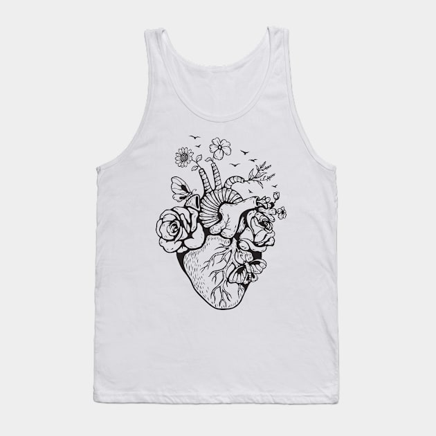 heat anatomical floral Tank Top by Mako Design 